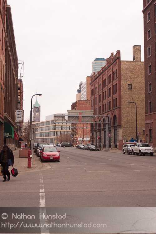 Looking towards the Minneapolis Public Library and City Hall.